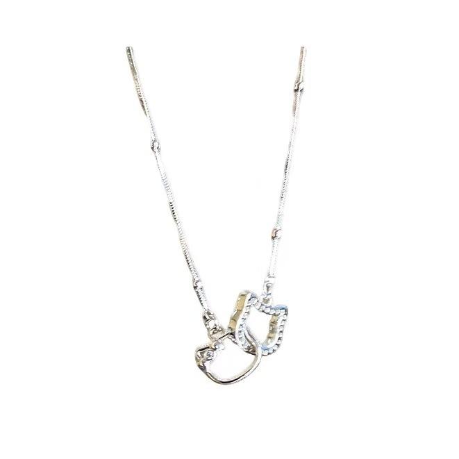 Süße Liebe Verknüpfte Katze Halskette für Frauen mit Nischendesign Temperament High-End Schlüsselbeinkette