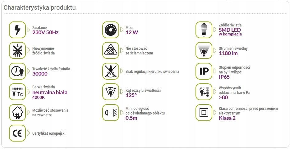 Enduro 12W LED Hermetic Facade Lamp, Black