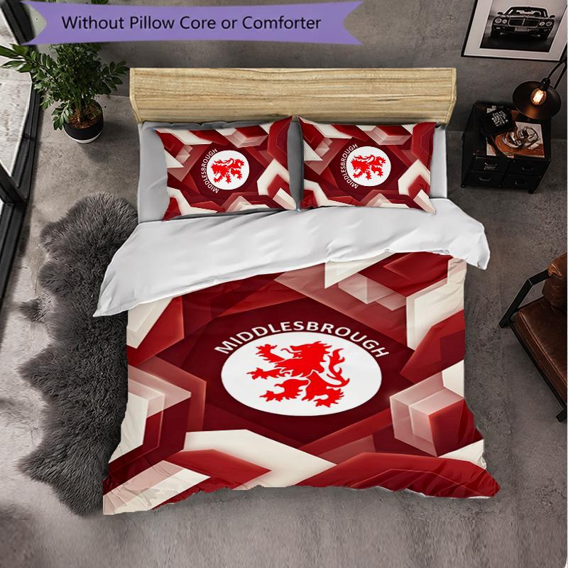Biancheria da letto a tema Middlesbrough FC Set 3 Pezzi Copripiumino Biancheria da letto Decorativa per Camera Adolescenti Decorazione Casa