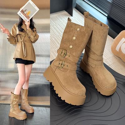 Maillard Platform British Style Martin Boots Women's 2025 New Autumn and Winter Explosion Increased Height and Thinness Western Short Boots