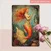 Vintage Tin Metal Mermaid Wall Art Bathroom Decor Ocean Fantasy Sign
