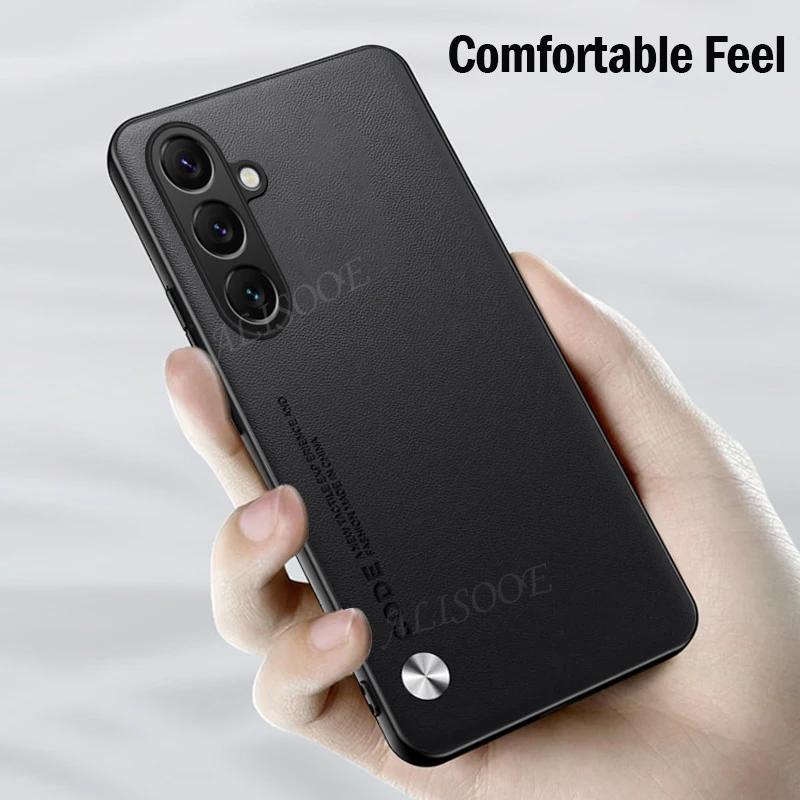 Funda for Samsung Galaxy A55 A35 A54 A34 A24 S24 Ultra S23 Plus Case Fiber Texture PU-Leather Cover for Samsung M54 M34 M14 Capa