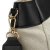 Women's City Bag Made of Genuine Leather and Polyamide Fiber In Beige-black Color - Peterson