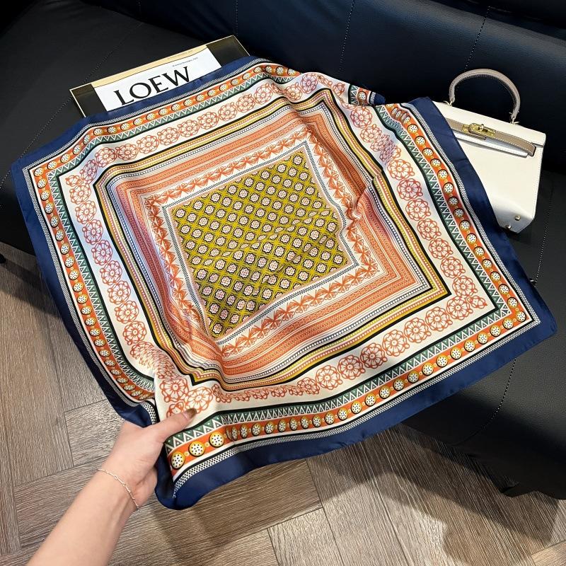 Silk scarf 71 * 71 imitation silk square scarf Korean atmosphere neck silk scarf flower pattern flower polka dot scarf