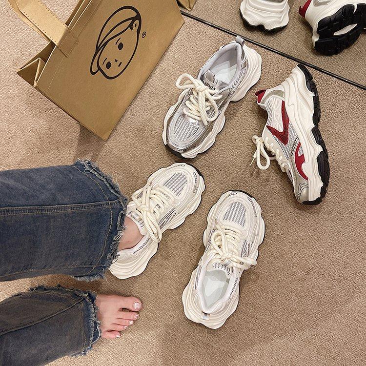 Daddy shoes women's 2025 new summer breathable mesh single shoes platform-soled fried street light running casual sports shoes