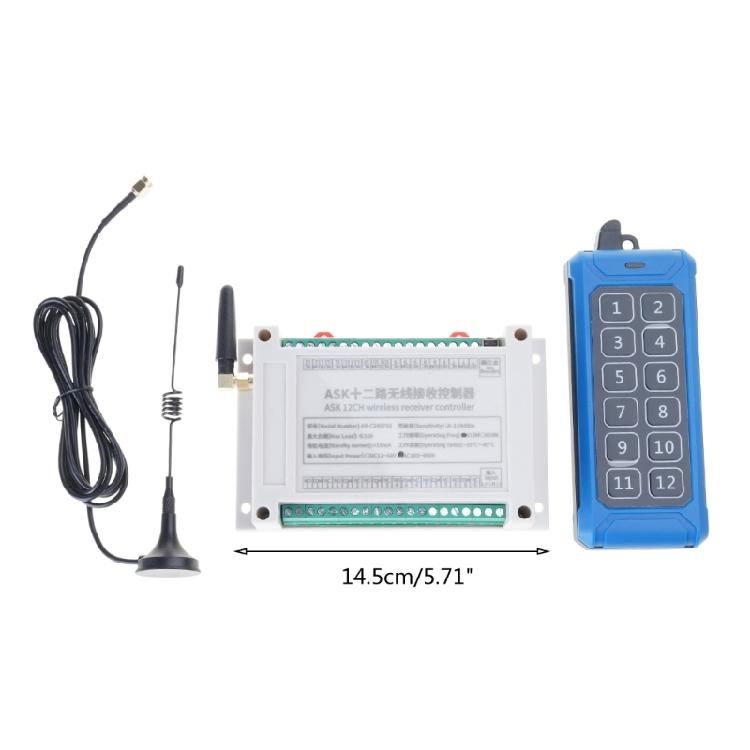 Remote Control Wireless Switch 85V-380V 12 Way Relay Receiver 12CH Transmitter