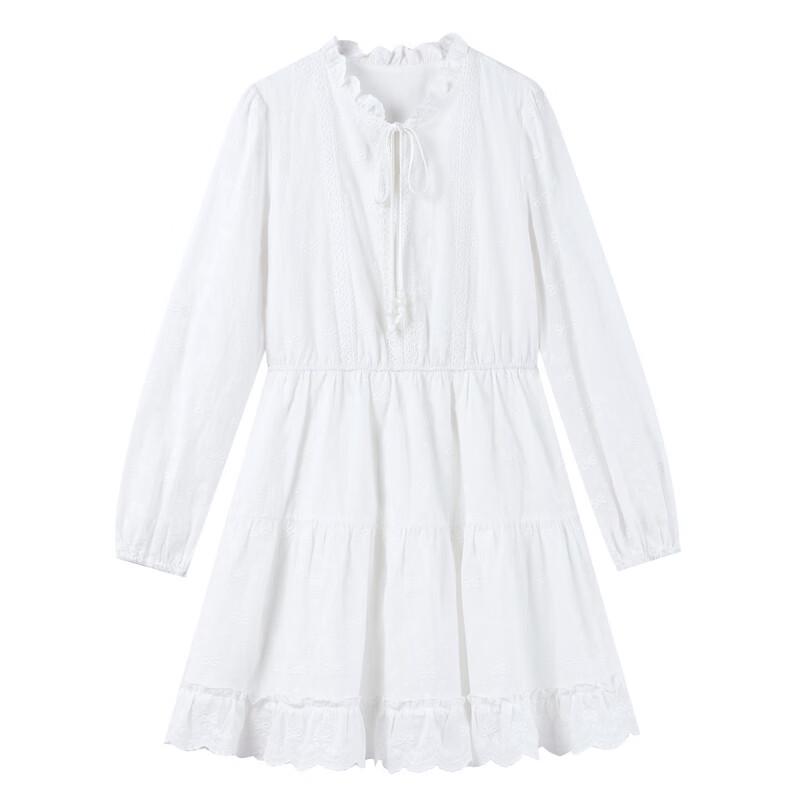 Elegant Lace-Trim Stand Collar A-line Short Dress