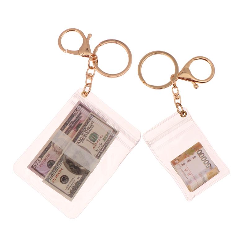 Creative Simulation Banknote Keychain Mini Money Bag Keychain Car Key Holder Us Dollars/Korean Won Collection Gifts