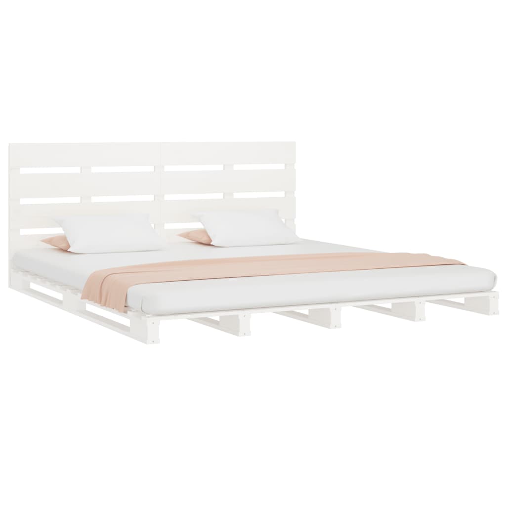 Vidaxl Bed Frame Without Mattress, White, 160X200 Cm, Solid Pine Wood