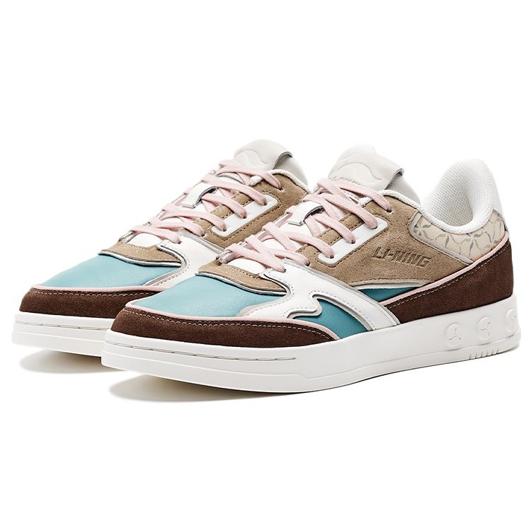 Li Ning Classic Series Trendy Retro Durable Low-Top Skate Shoes Women Sneaker Brown ALFR186-2