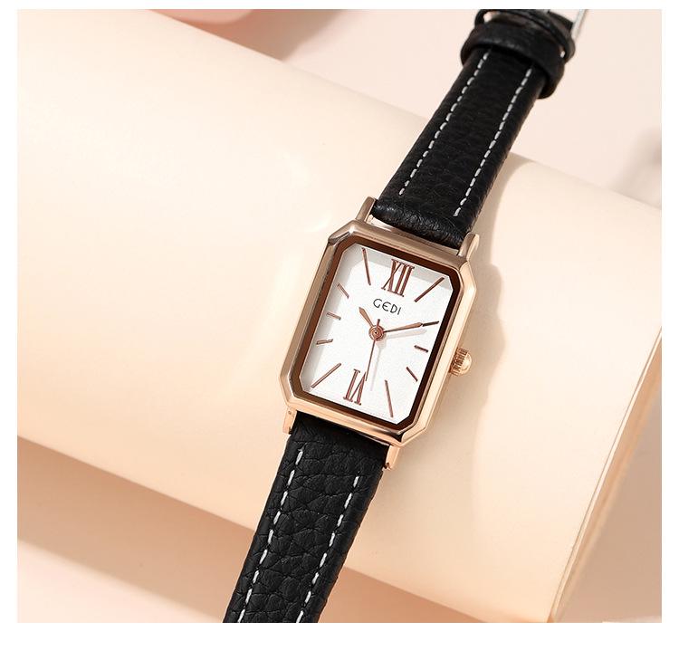 Gedi Minimalist Rectangular Women’s Watch – Retro Korean Style Quartz for Students