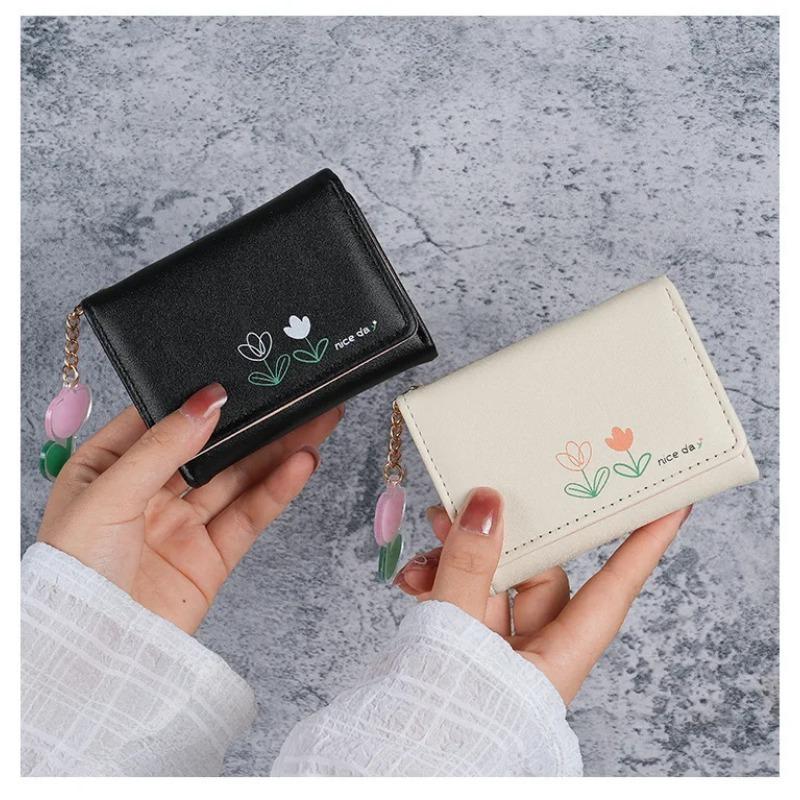 New Small Wallet Women's Leather Short Folding Wallet Student Cute Mini Fashion Hasp Wallet