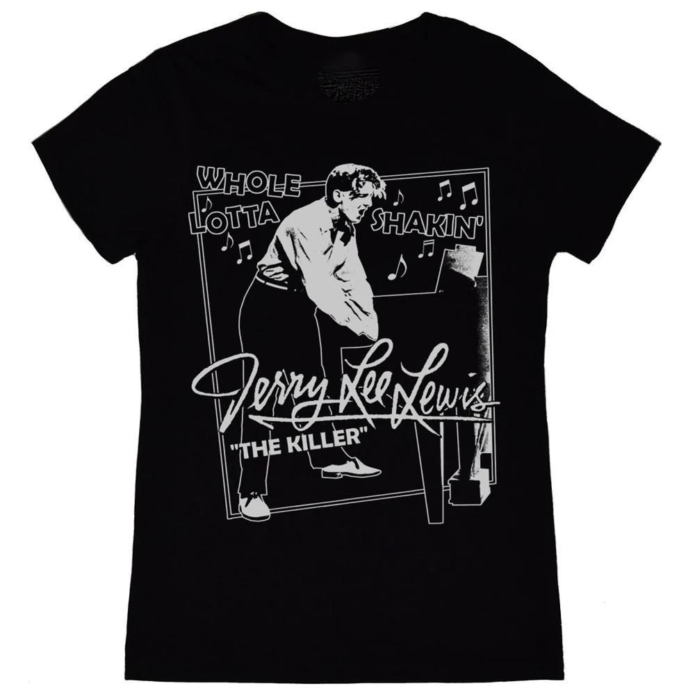 Vintage Jerry Lee Lewis Star Cotton Black All Size Men Women Shirt Unisex T-Shirt S