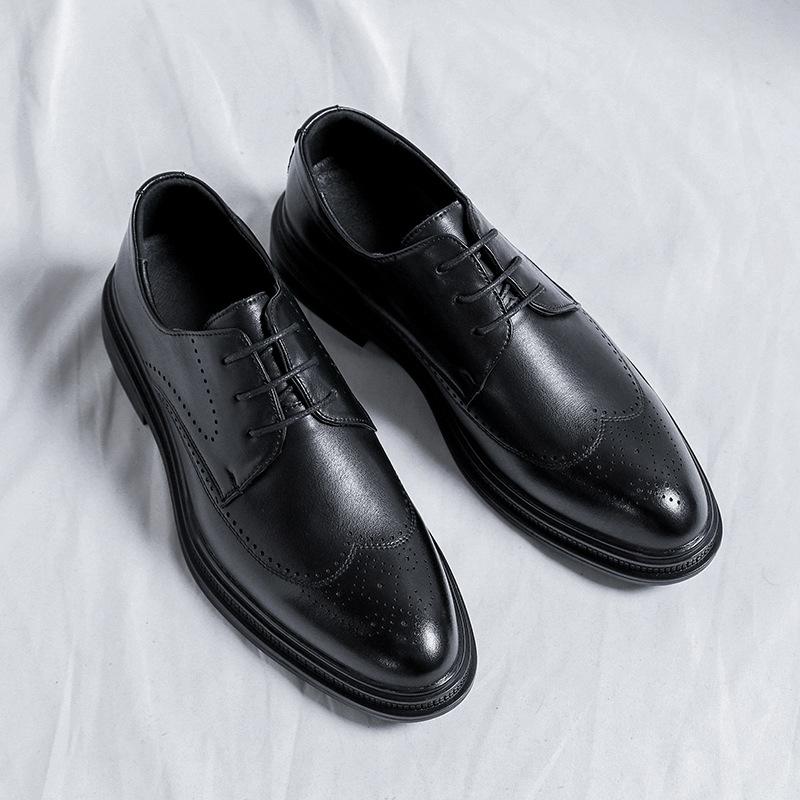 Autumn And Winter Lace-Up Men'S Leather Shoes British Korean Version Of Business Brock Engraved Breathable Men'S Shoes 9628-R