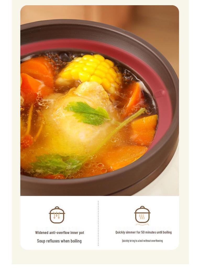Carefully Selected Multifunctional Purple Clay Electric Slow Cooker: Automatic Soup, Stew, and Porridge Pot