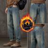 Spring And Autumn Winter New Men'S Plush/Regular Jeans Slimming Straight Stretch Business Versatile Long Pants