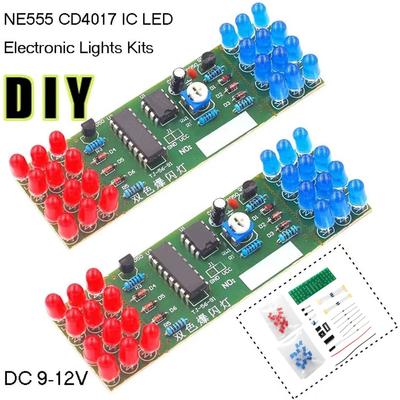 NE555 CD4017 IC LED DIY Elektronik Lichter Bausatz Rot Blau Zweifarbig DIY Bausatz Stroboskop Elektronik Anzug Blinkende Lichter Komponenten