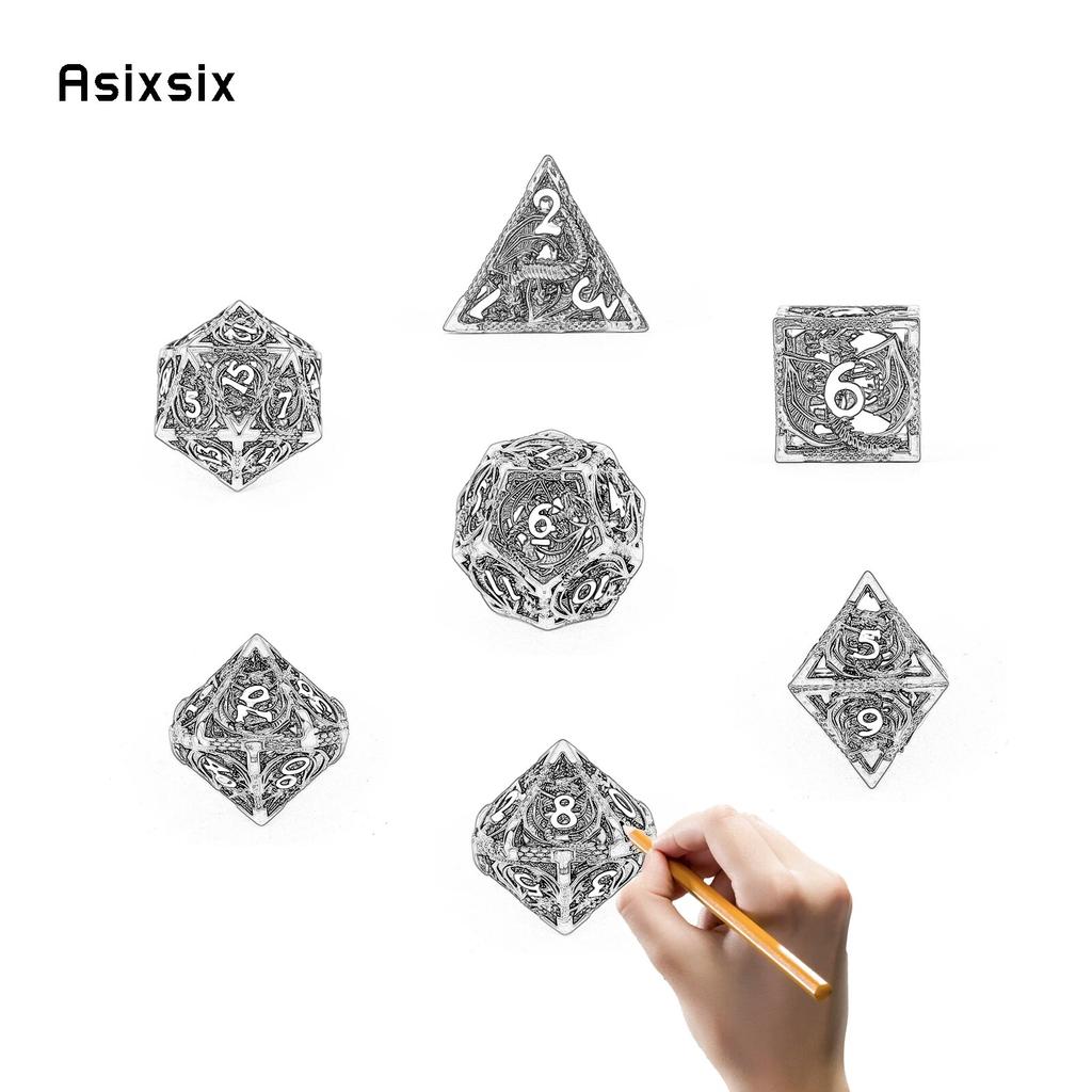 7 sztuk zielony biały smok metalowe kości smok pusty metalowy zestaw kości wielościennych nadaje się do odgrywania ról RPG gra planszowa gra karciana