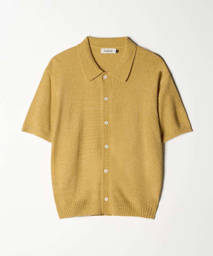 Tradclub Boucle Collar Short Sleeve Cardigan Yellow