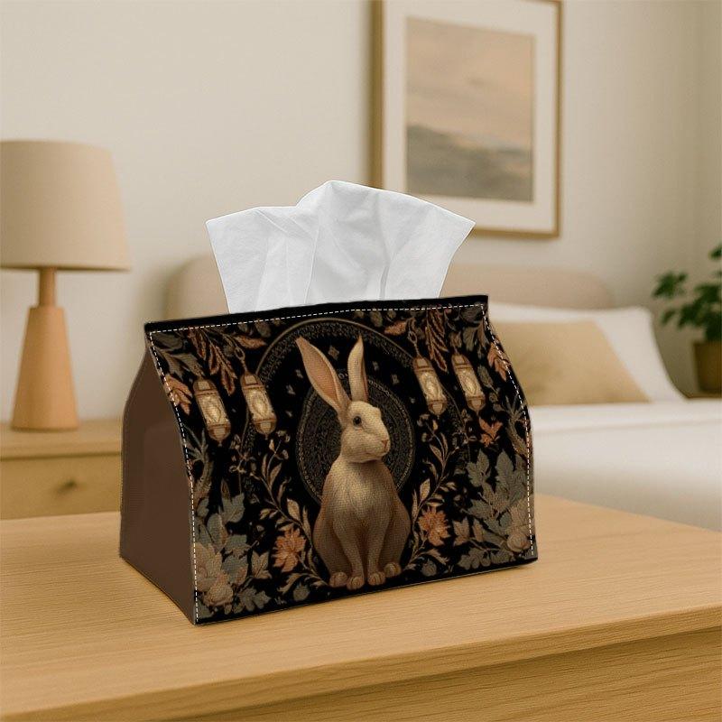 A Realistic Vector Illustration of a Rabbit at The Center of a 1pc Tissue Box Holder - A Versatile Napkin Dispenser Suitable for Home Parties And Car