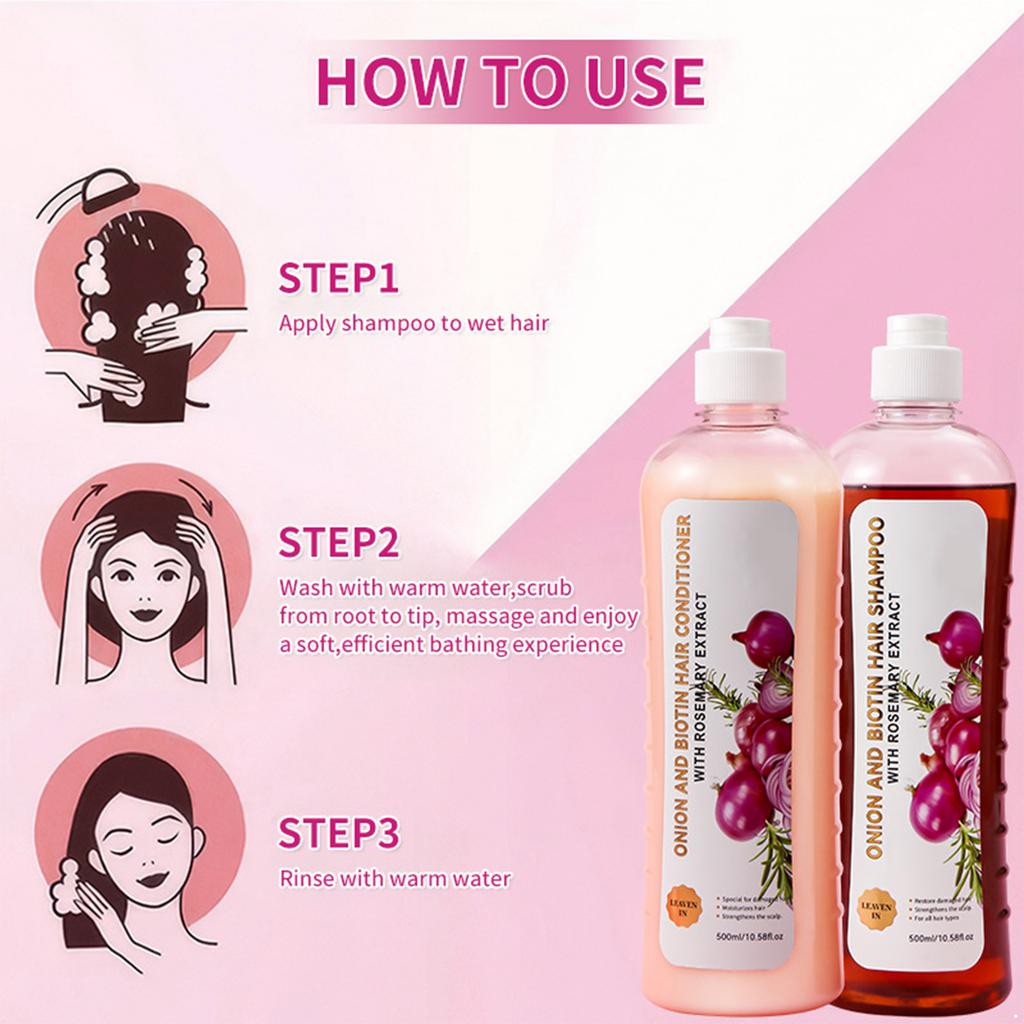 500ml Rosmarin Zwiebel Haarshampoo und Spülung Duo - Tägliche Anwendung für langanhaltende Hydratation und tiefe Nährpflege