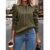 Women's 2024 Autumn/Winter Stacked Collar Hooded Solid Pullover Sweatshirt