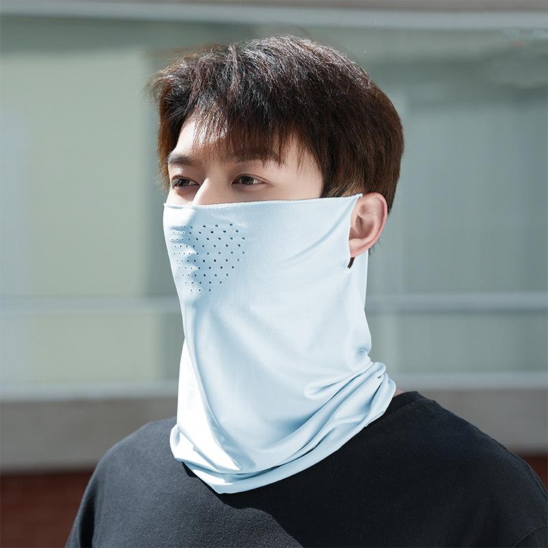 Summer Ice Silk Thin Breathable Sunscreen Face Mask An-ti UV Balaclava Face Neck Cover Hiking Cycling Camping Scarf Wrap Bandana