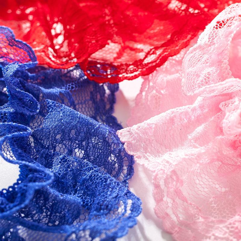 Sexy šnúrka čipkovaná spodná bielizeň Dámske nohavičky s mašľou na chrbte Dámske tangá s guľôčkovým zadným dielom G Transparentná spodná bielizeň Roztomilé nohavičky s perlami