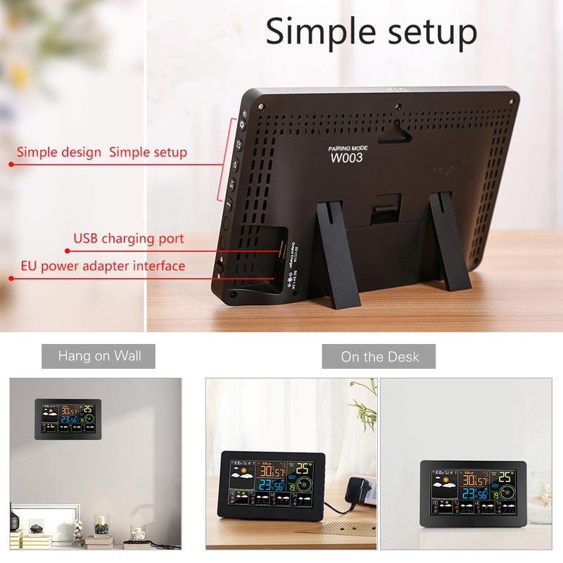 FJW4 Color WiFi Weather Station APP Control Smart Weather Monitor Indoor Outdoor Temperature Humidity Digital Clock Functions
