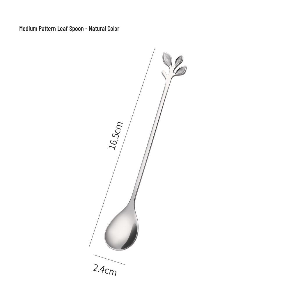 Set di Cucchiaio e Forchetta a Foglia in Acciaio Inossidabile - Miele, Mescolino, Cucchiaino da Caffè - Sacchetto Regalo per Matrimoni