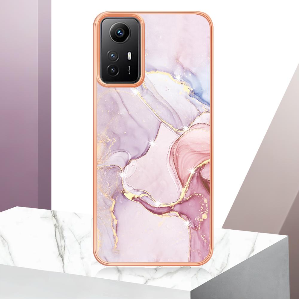 For Xiaomi Redmi Note 12S 4G TPU Case with IMD Marble Pattern Electroplated Back Cover