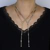New Special Water Drop Bling Oval CZ Choker Necklace Gold Plated Lariat Long Bar Tear Drop Y Shape Long Tassel Women Jewelry Set