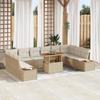 VidaXL Ensemble de Dîner de Jardin 11 Pièces avec Coussins Beige Poly Rotin Acacia 3350108