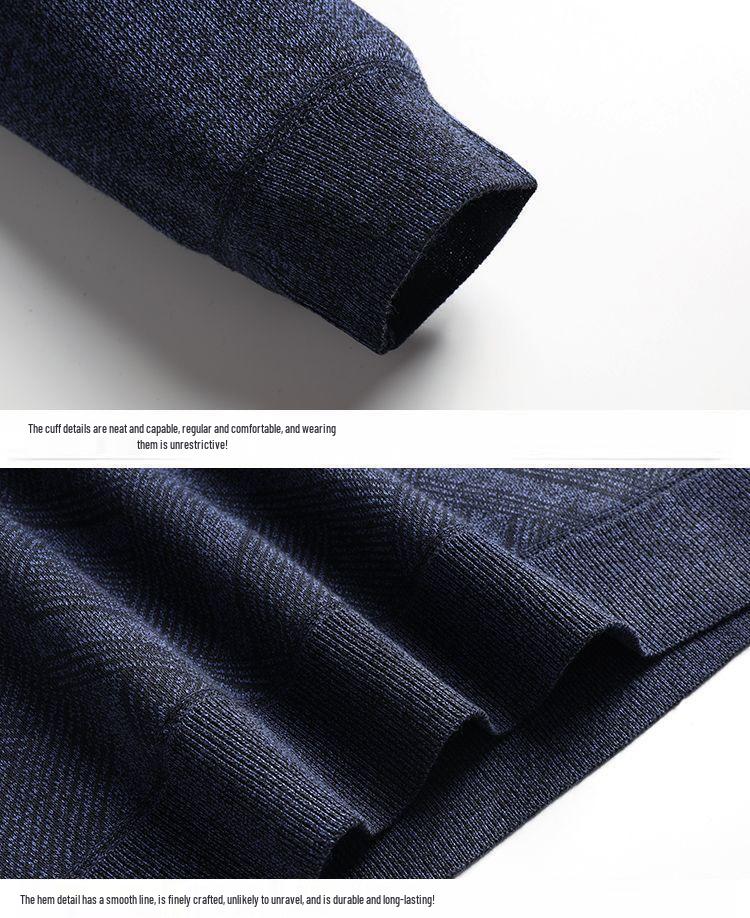 Men's Plus Velvet Thick Knit Sweater - Round Neck, Warm, Loose Fit, Perfect for Middle-Aged & Elderly