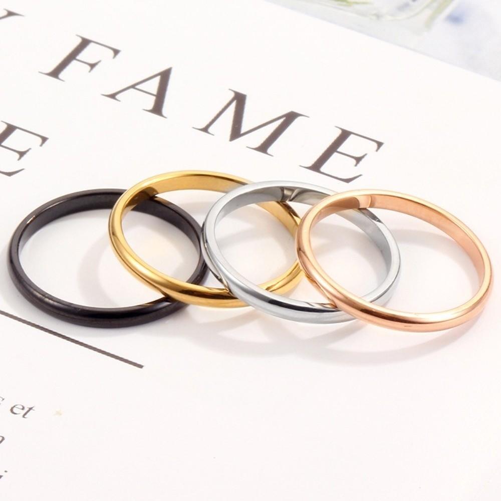 2MM Stapelbare Schlichte Bandringe Verdrehtes Design Titanstahlringe Modische Dünne Ringe Midi Ring