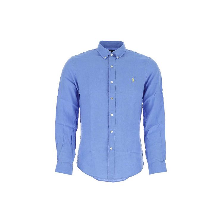 Polo Ralph Lauren Ss21 Solid Long Sleeve Shirt With Pony Embroidery Men Shirts Light-Blue 710829444-002