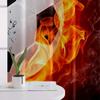 Cooles Wasser und Feuer Fußball Heißblütig 3D-gedruckte Vorhänge Geeignet für Schlafzimmer Wohnzimmer E-Sports Dekorative Vorhänge 2 Stück