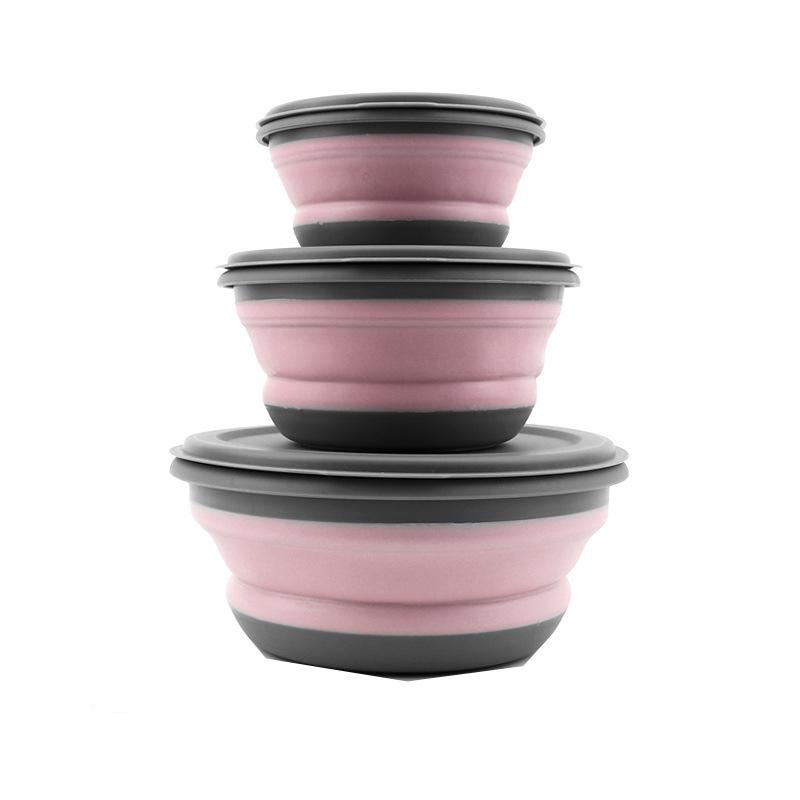 

Портативна складна силіконова миска Набір для пікніка - Подорожі на відкритому повітрі та Посуд для обіду