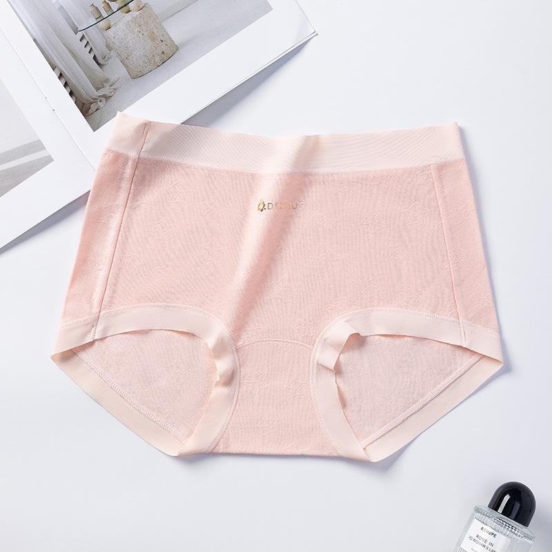 

Женские весенние и осенние антибактериальные шелковые (mulberry silk) трусы с удлиненной ластовицей, защитой от бликов, высокой талией L светло-розовый