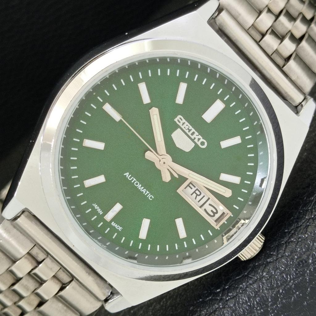 MENS VINTAGE SEIKO 5 AUTOMATIC REFURBISHED JAPAN GREEN DIAL WATCH a440670-9 Sk-a440670-1