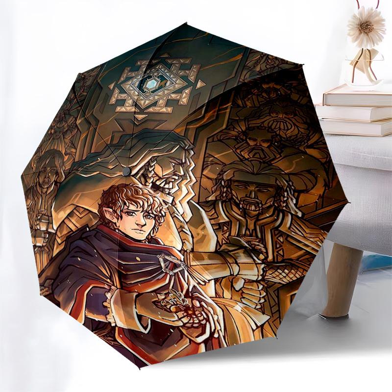 1pc Outdoor Umbrella with Lord of the Rings Characters, Automatic Opening/Closing, Portable 3-Fold Design, 8-Rib Iron Frame - Perfect Gift for Fa