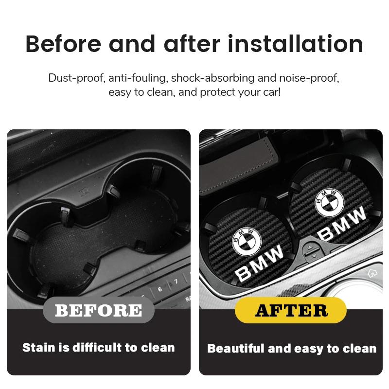 2Pcs Car Coaster Water Cup Mat Non-Slip Pad For BMW E91 E28 X3 X1 Performance F30 F40 F10 E90 F20 E46 E60 E70 E39 E36 E87 X7 E92 KS6