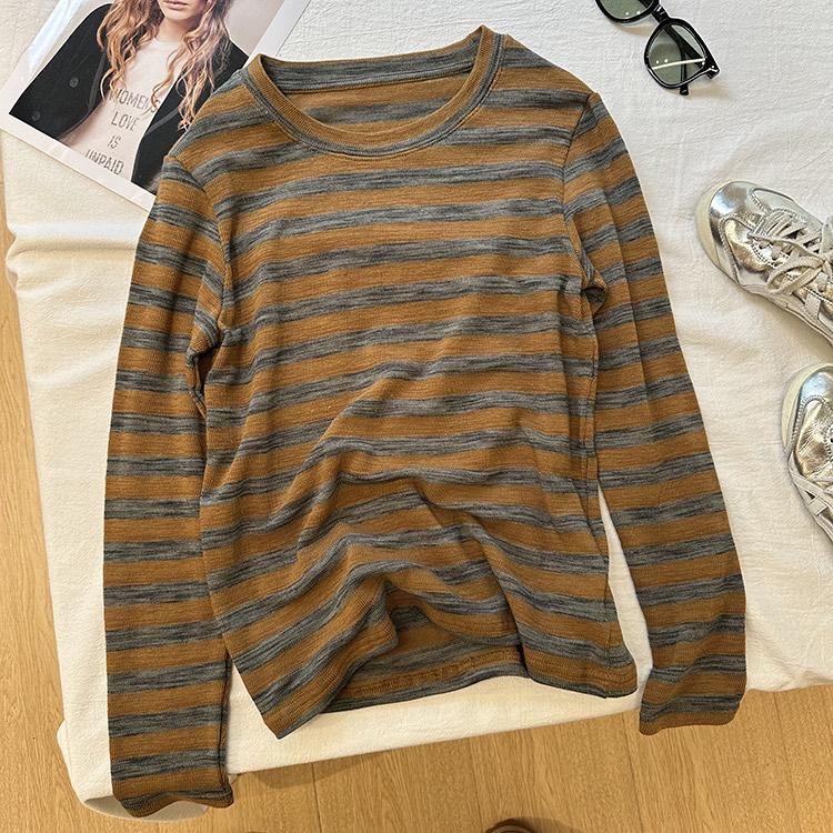 VAYLA New Women's Loose Long Sleeve T-Shirt Spring Autumn Striped Top Comfortable