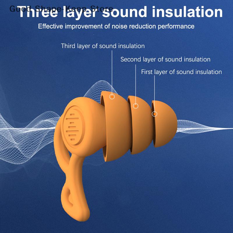 3 Layers Silicone Ear Plugs for Sleep Noise Reduction Reusable Sound Blocking Earplug Hearing Protection for Snoring