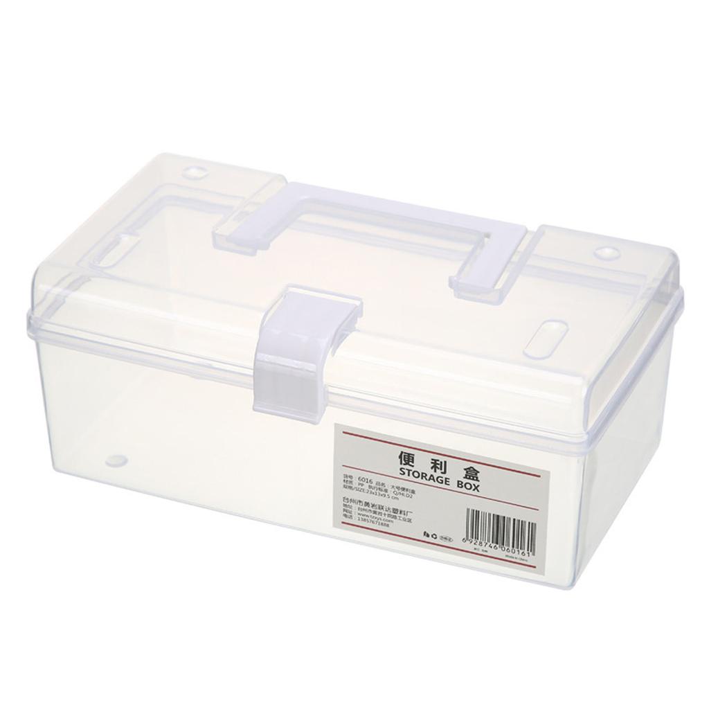 Scatola Portatile Trasparente con Manico Contenitore Multifunzione Forniture per Batteria Forbici Unghie Strumento di Bellezza Organizza