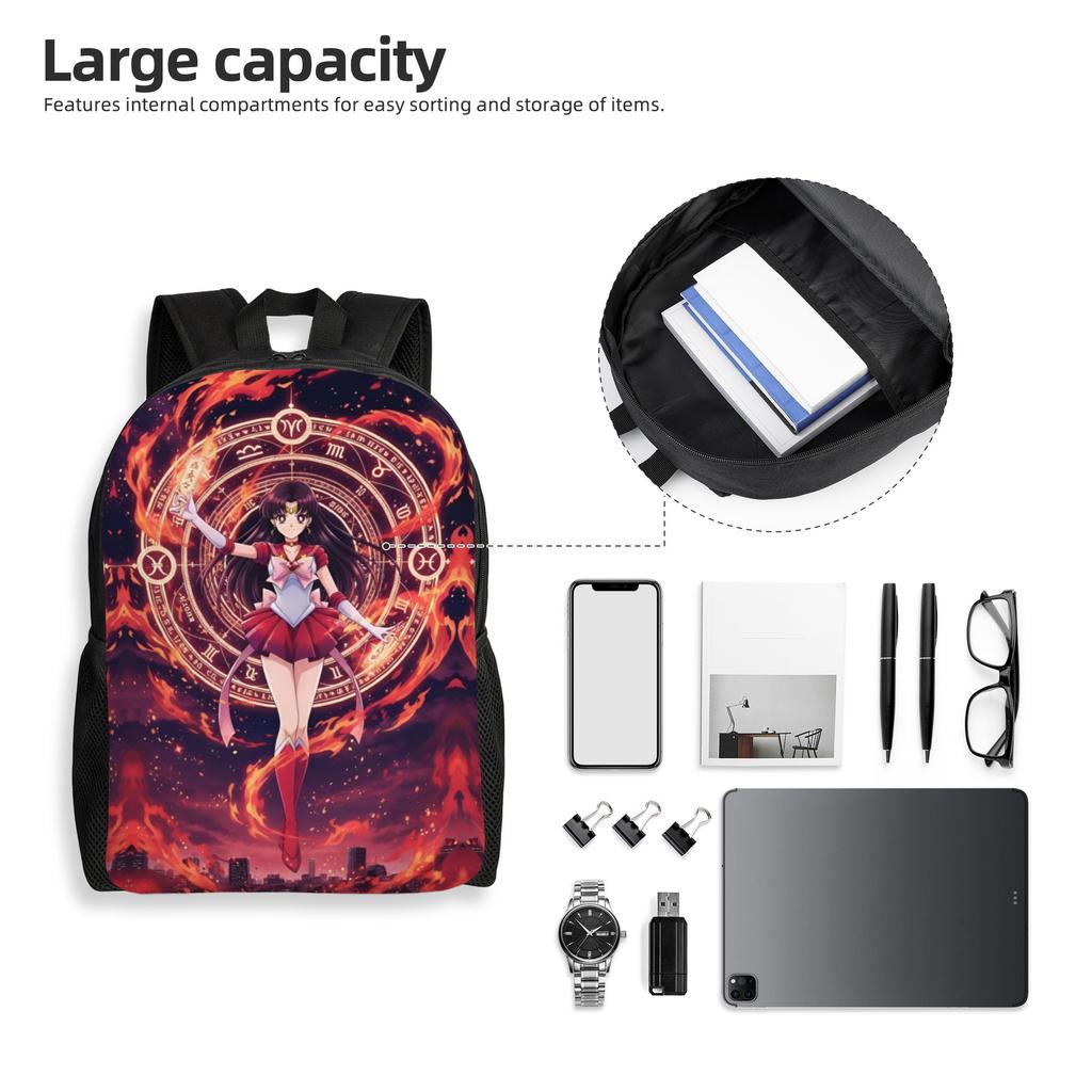 Printing Sailors Anime Moons Backpacks for Girls Boys Hino Rei College School Travel Bags Women Men Bookbag Fits 15 Inch Laptop