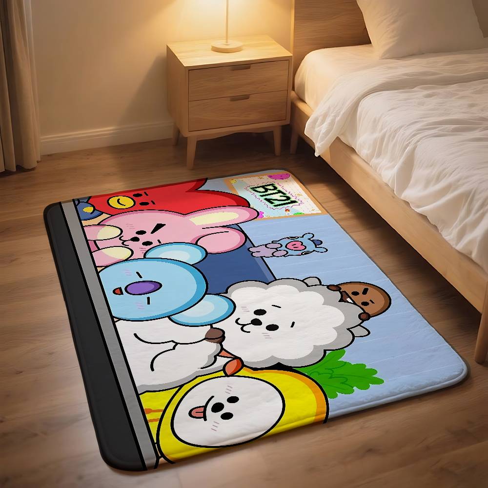 Cute A-bt21S Cartoon Carpet Bathroom Anti-slip Mat Door Mat Home Decoration Mat Entrance Door Mat Scratch-resistant Door Mat
