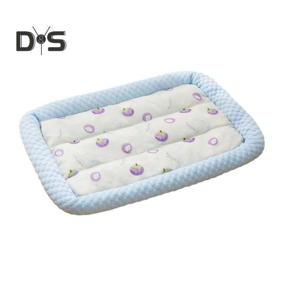 

Коврик для охлаждения домашних животных с рисунком фруктов, машинная стирка, коврик для сна для собак и кошек, нескользящая летняя охлаждающая подушка из ледяного шелка S синий