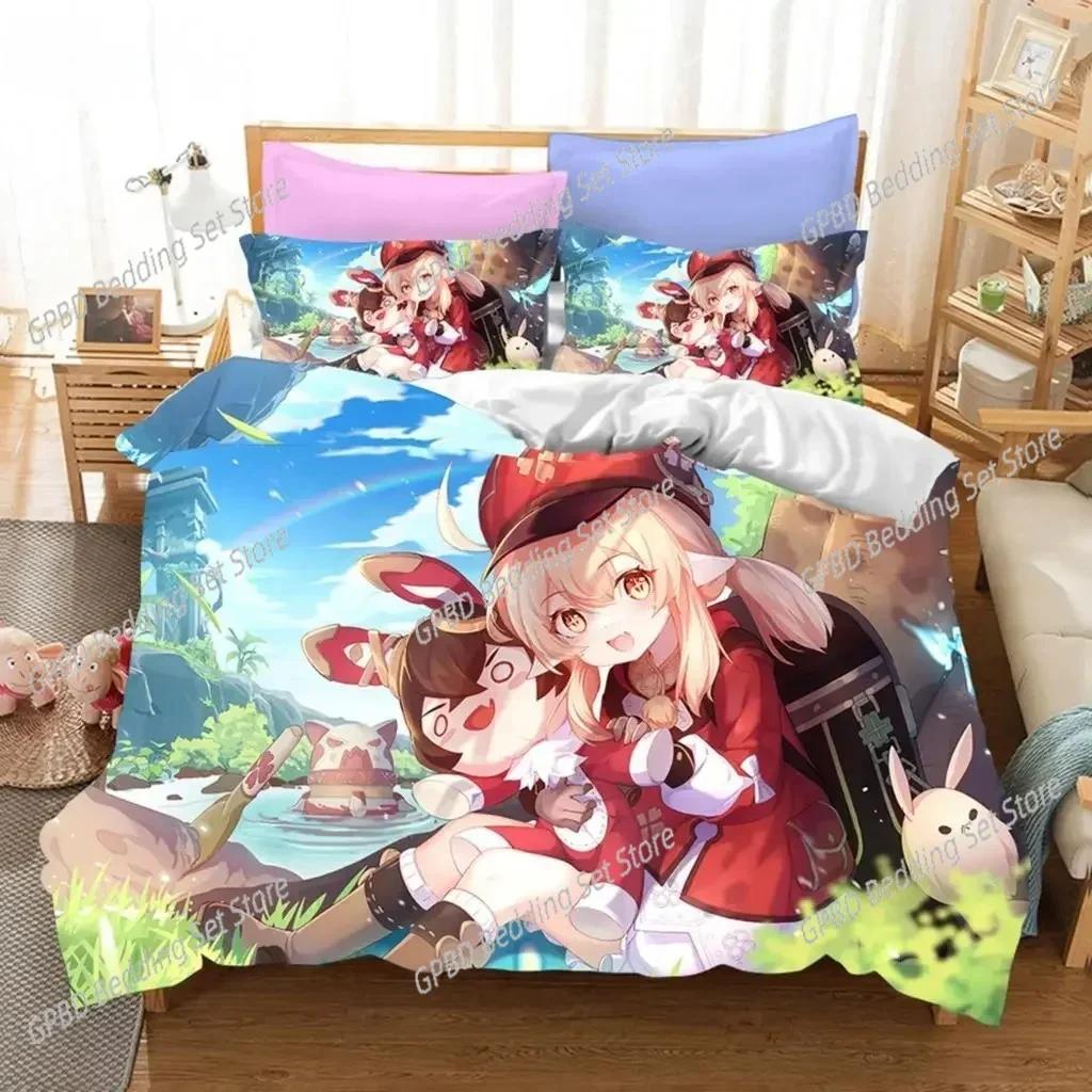 Luxury New 3D Print Game Genshin Impact Bedding Sets Keqing Xiao Duvet Cover Set Single Full Queen King Size Bed Linen
