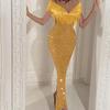 Women Sexy Solid Sequined Stitching Shining Club  Sleevless  Dress